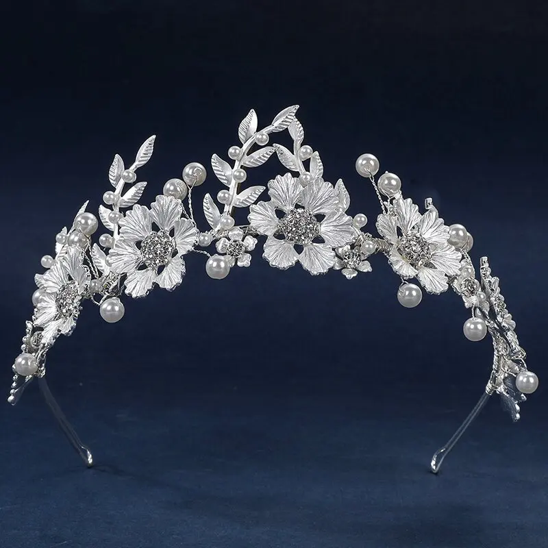 Hair Accessories In Bulk Mixed Wholesale Diamond Encrusted Pearl Gauze Sponge Beige Bridal Hair Accessories Headband