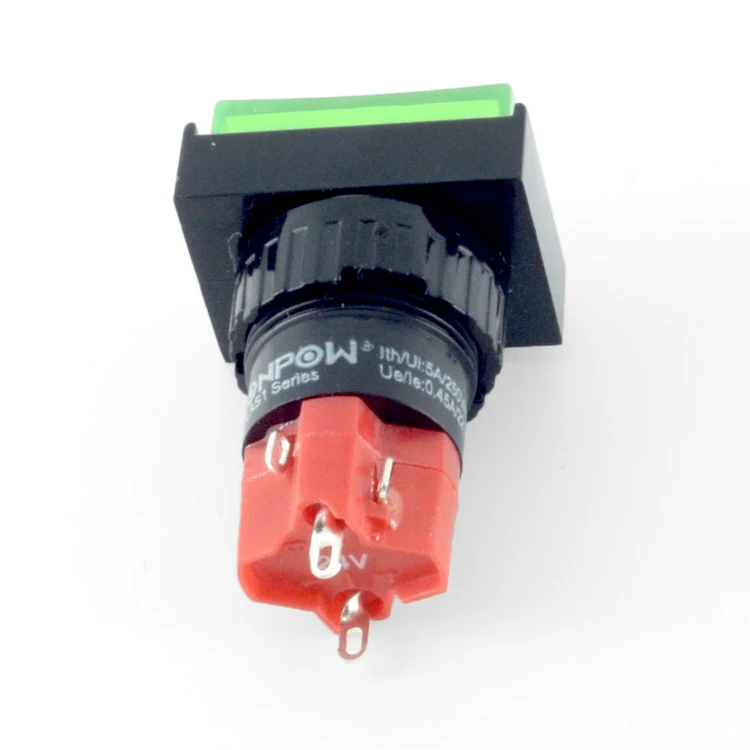 ONPOW 16mm illuminated momentary square push button switch(LAS1F-11/G/12V) (Dia. 16mm)(CE,CCC,ROHS,REECH)