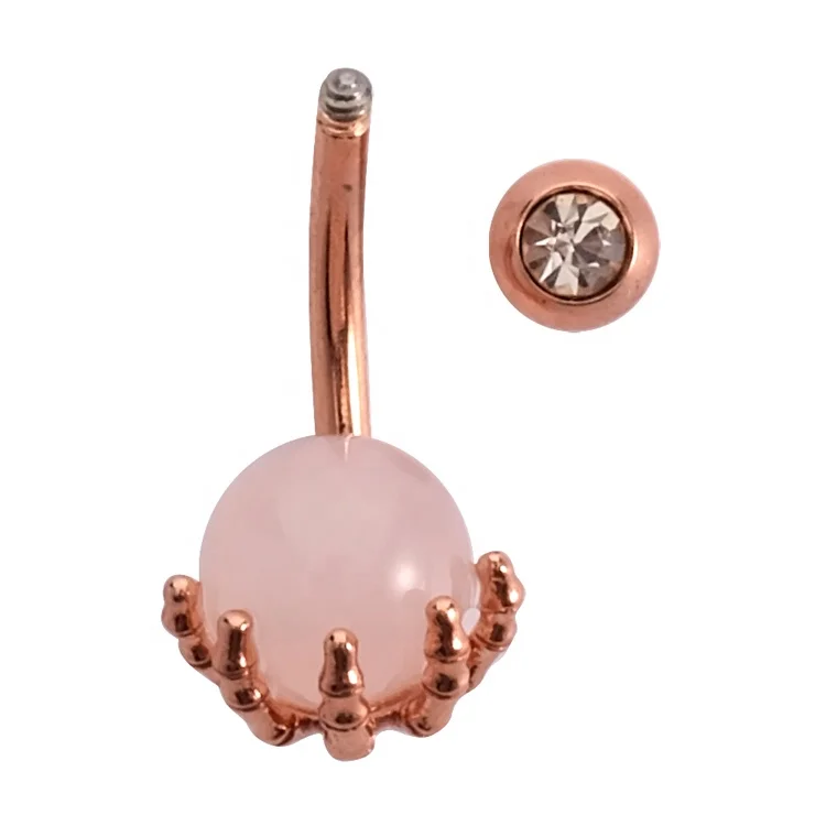 Fashion Stainless Steel Belly Button Rings Skull Hand Hypoallergenic Opal Belly Ring