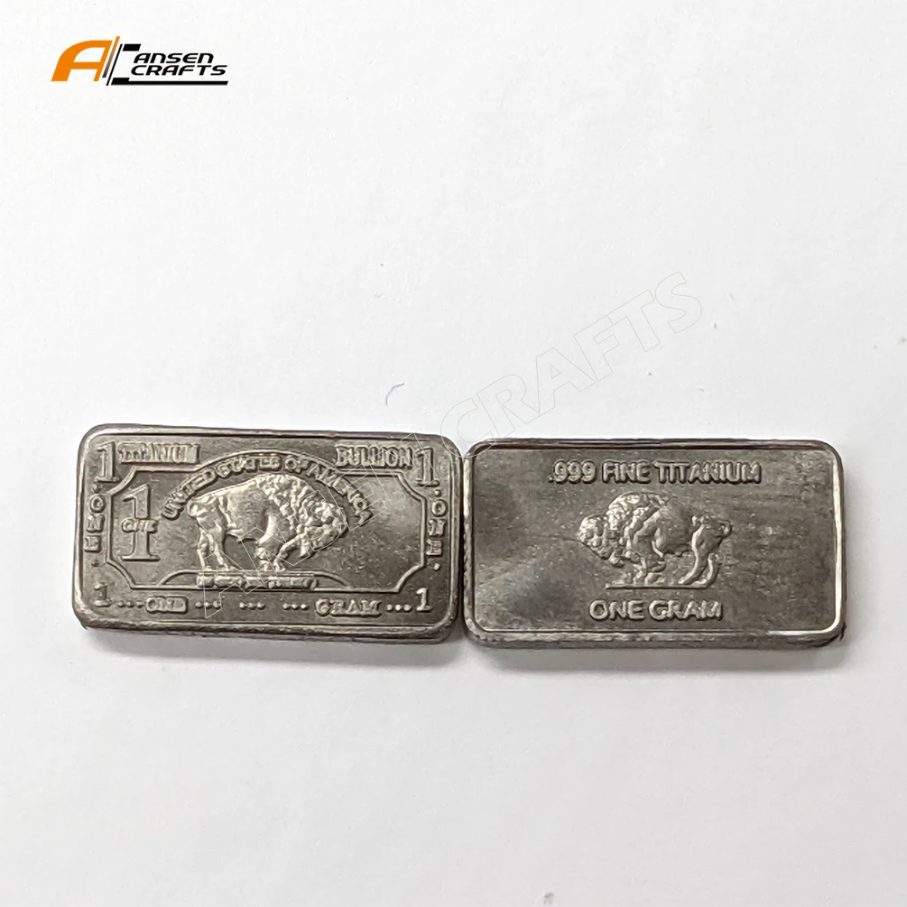 Fine. 999 Pure Hot Rare Metal Titanium 1 Gram 1g Buffalo Bar Ingot for collectible Elemental Bullion