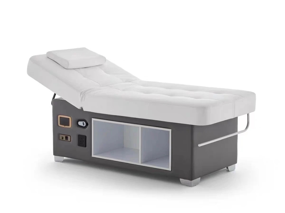 New Design Beauty Salon Furniture CE 3 Motor Wooden Spa Thermal Massage Table Electric Facial Beauty Bed with Big Storage