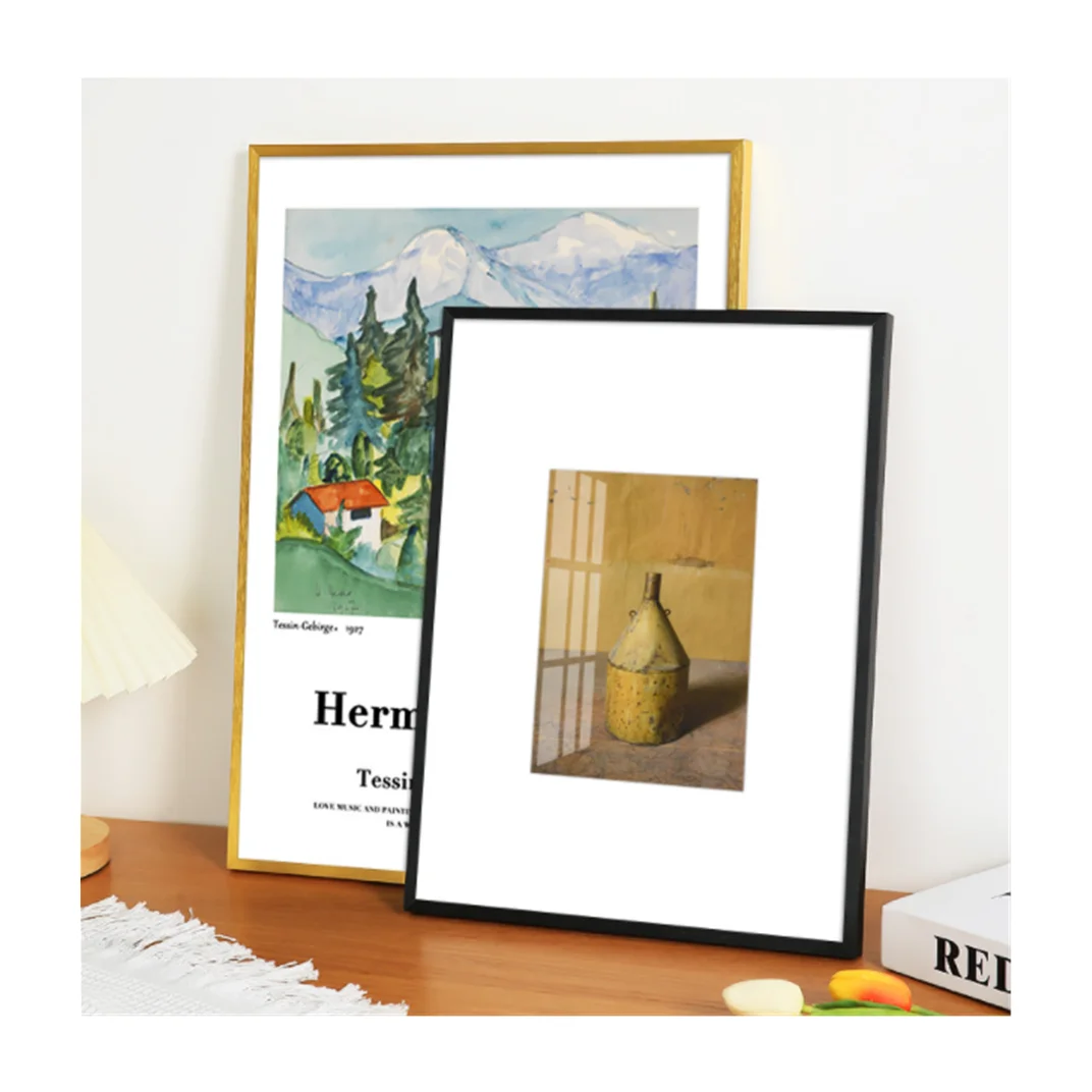 Aluminum alloy picture frame wholesale drawing gold and silver high-grade wall advertising metal frame iron photo frame table