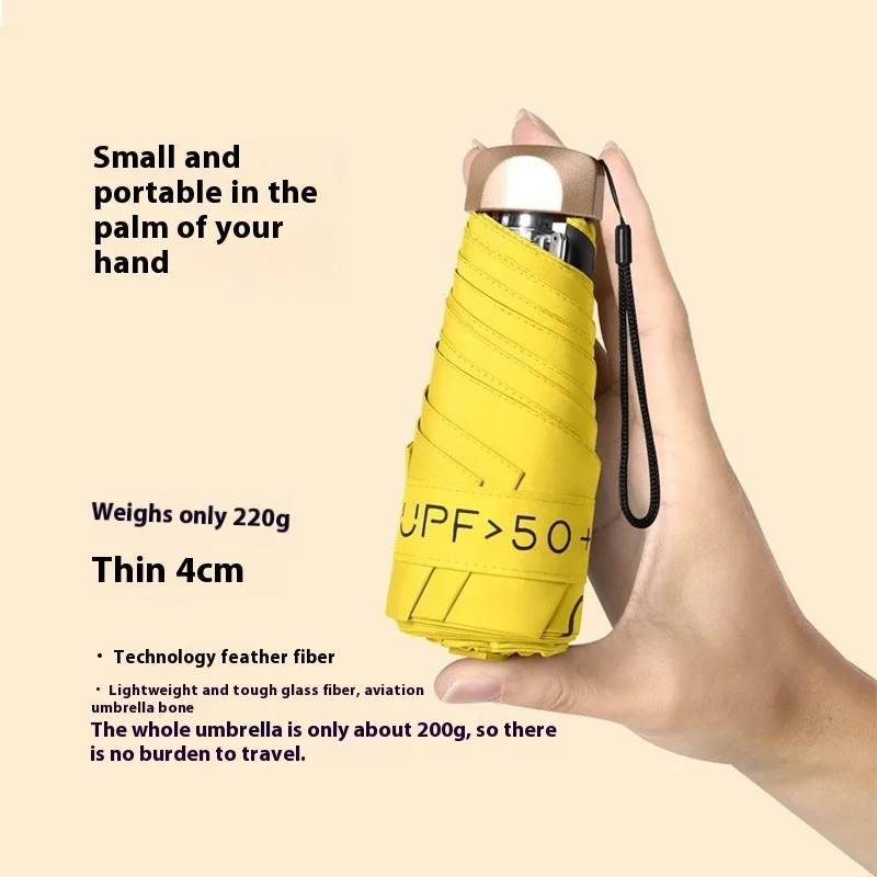 Custom Logo Printing Wholesale Cheap 5 folding Rain Sun umbrella compact pocket mini anti uv capsule pocket small for women