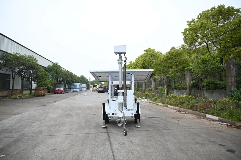 Mobile solar surveillance trailer with one 435W solar panel for safety