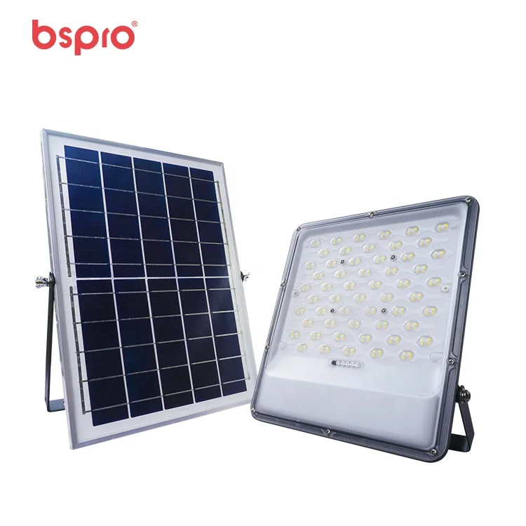 Bspro 300w 400w 500w Ip65 Led Manufacturing Security Outdoor Garden Panel Floodlight With Switch Solar Flood Light