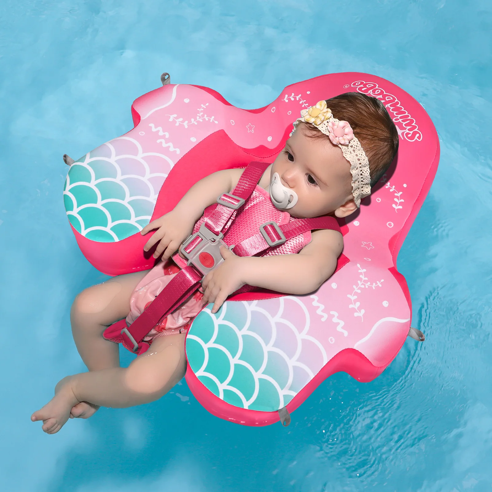 Swimbobo Non-inflatable Baby Swimming Float Ring Children Swim Rings Underarm Non Inflatable Kids Pool Floats With Canopy Summer