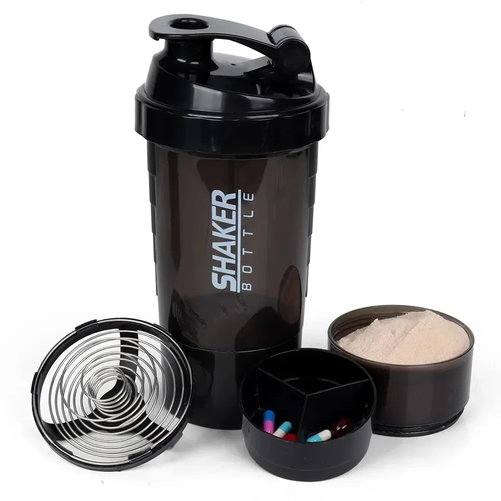 3 Layers Blender Shaker Protein Bottle Powder Shake Cup Water Bottle Plastic Mixing Cup Body Building Exercise Bottle
