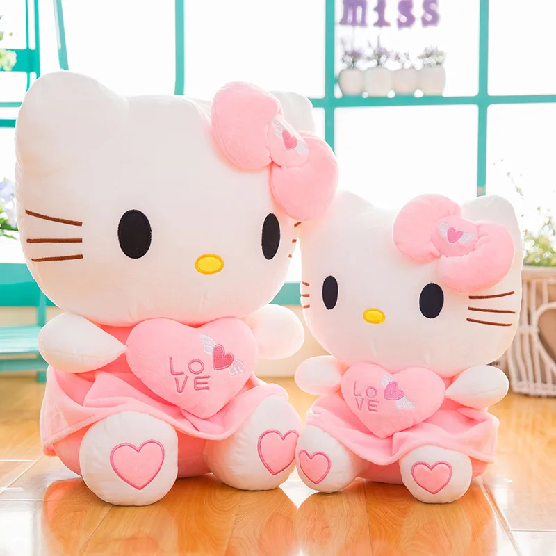 2022 Wholesale New Style KITTY Cat Plush Toy Heart Angel Pillow HelloKitty Doll