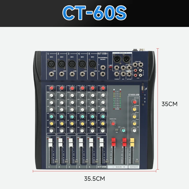 TEBO 6 Channels usb buleteeth studio audio interface dj mixing use party audio mixer