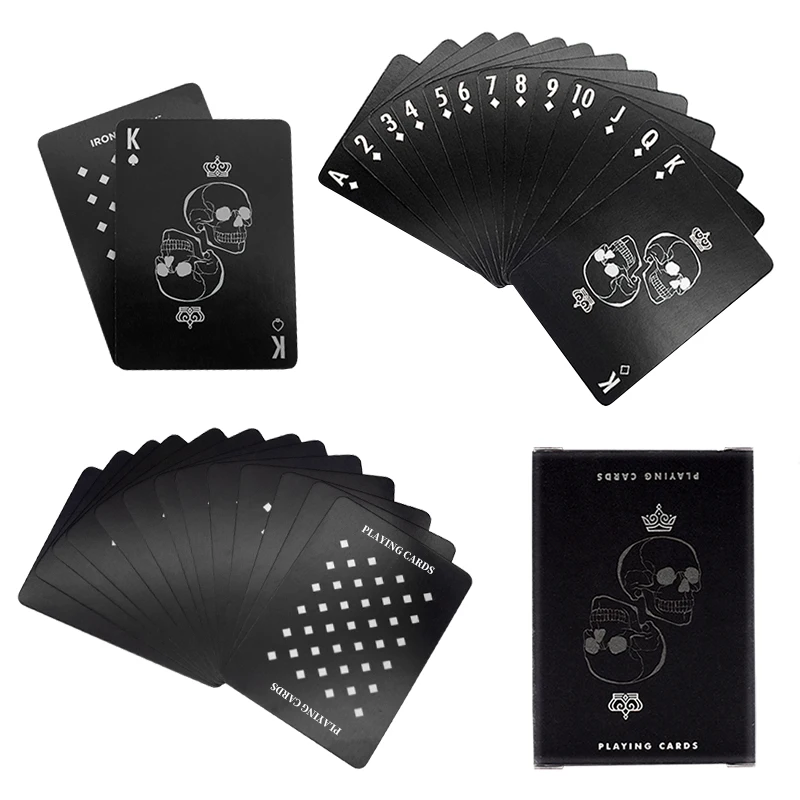 SFT Free Sample Custom Logo Design Matte Black Foil Paper Poker Playing Cards With Tuck Box