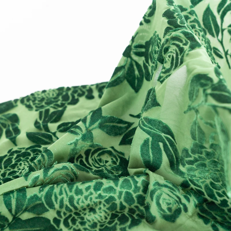Custom made floral print velour burnout velvet embroidery dress fabric