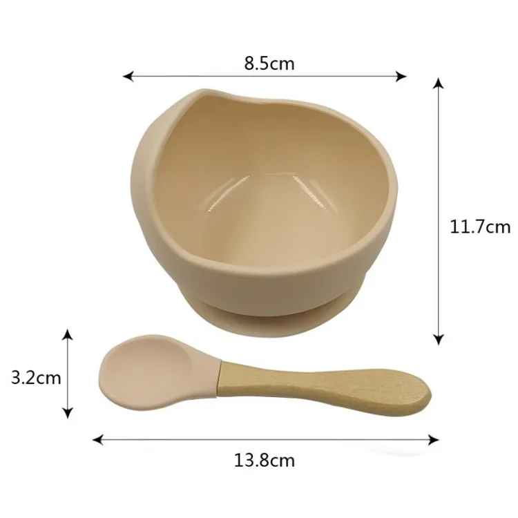 0705 Baby silicone food supplement bowl dinner plate easy to clean non-slip anti-fall bowl spoon set