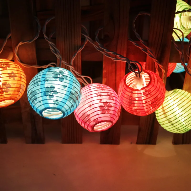 10 Global Lanterns with colourful Petal warm white Leds light for all holiday decoration