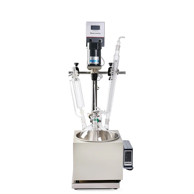 CE Certified 1L 2L 3L 5L Electric Heating Single Layer Chemical Glass Reactor