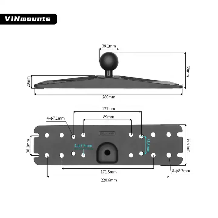 Medium Marine Electronics Mount with Medium Arm Compatible with Garmin, Lowrance, Humminbird