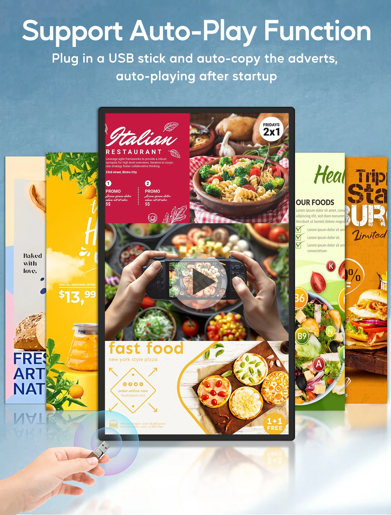 retail shop ultra thin horizontal display 32 43 55 inch android OS IPS panel ELED advertising digital signage and displays