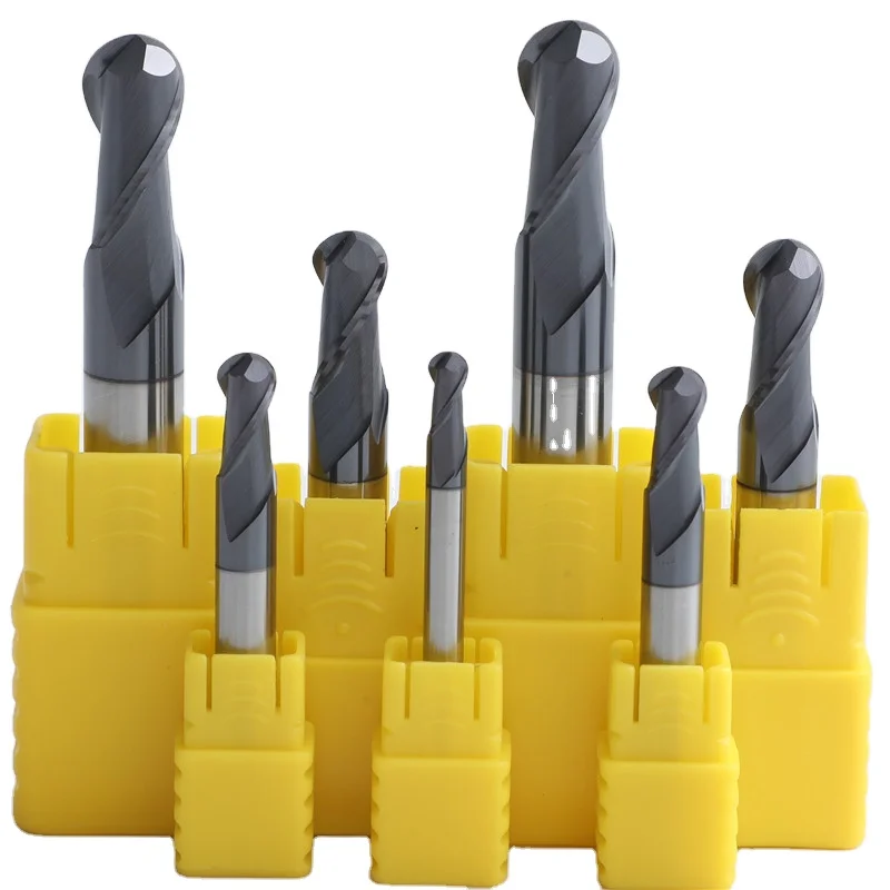 Two Flute Solid Carbide Ball Nose 2 Flute 55HRC 60HRC 65HRC Flat CNC Cutting Tool Tungsten indexable Milling Cutter head