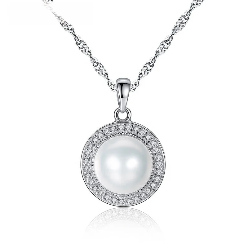 Dr. Jewelry 20222  Classic Fashion Wholesale 925 Silver 3AAA+ Zircon 9-9.5MM Freshwater Pearl Necklace for Women Fine Jewelry