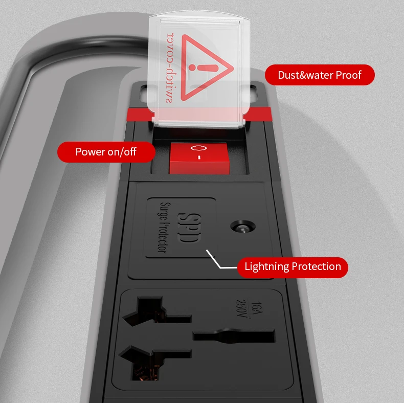  Переключатель удлинителя AMPCOM PDU 8 розеток 220-250 В 10 А медный материал корпус из алюминиевого