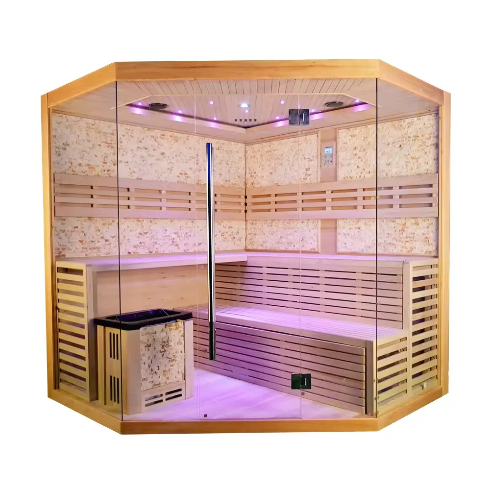 2024 High Quality Traditional Steam Sauna Hemlock Ozone Steam Sauna for 4-5 person