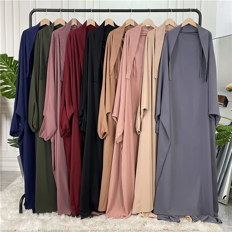 Wholesale custom Islamic Muslim jilbeb women Prayer dress long Khimar 2 pieces jilbab with nikab
