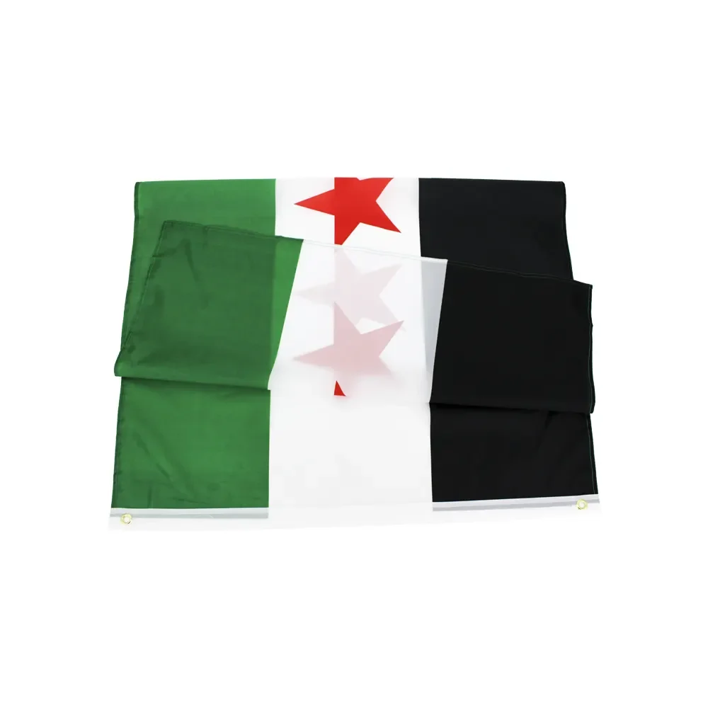 In stock Wholesale Red White Black Flags Polyester 3x5ft Syrian Arab Republic Flag