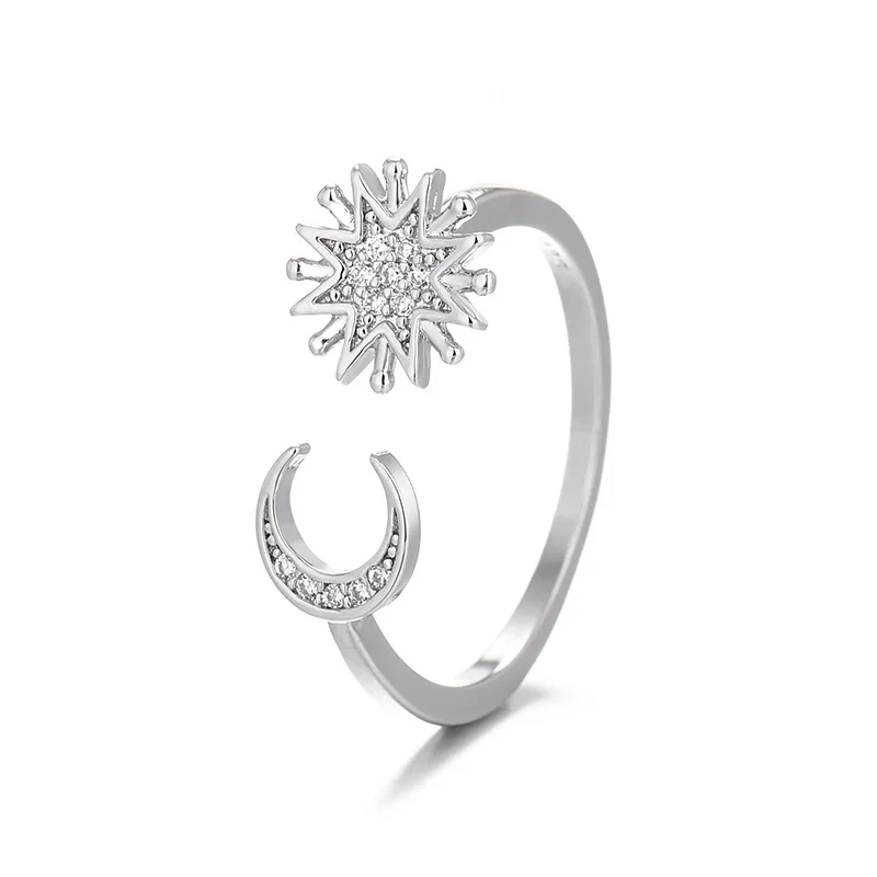 Minimalist Rings Gold Filled Rings Crystal Flower Shape Gold Ring Simple Jewelry Fashion Gifts For Women