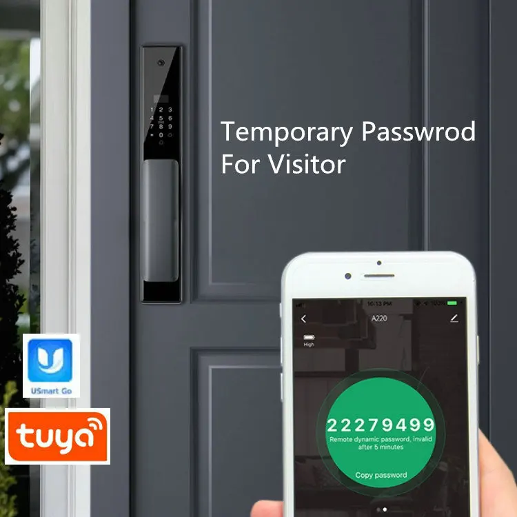 Tuya door lock doorbell peephole wifi digital fingerprint biometric 3D face recognition smart lock with camera