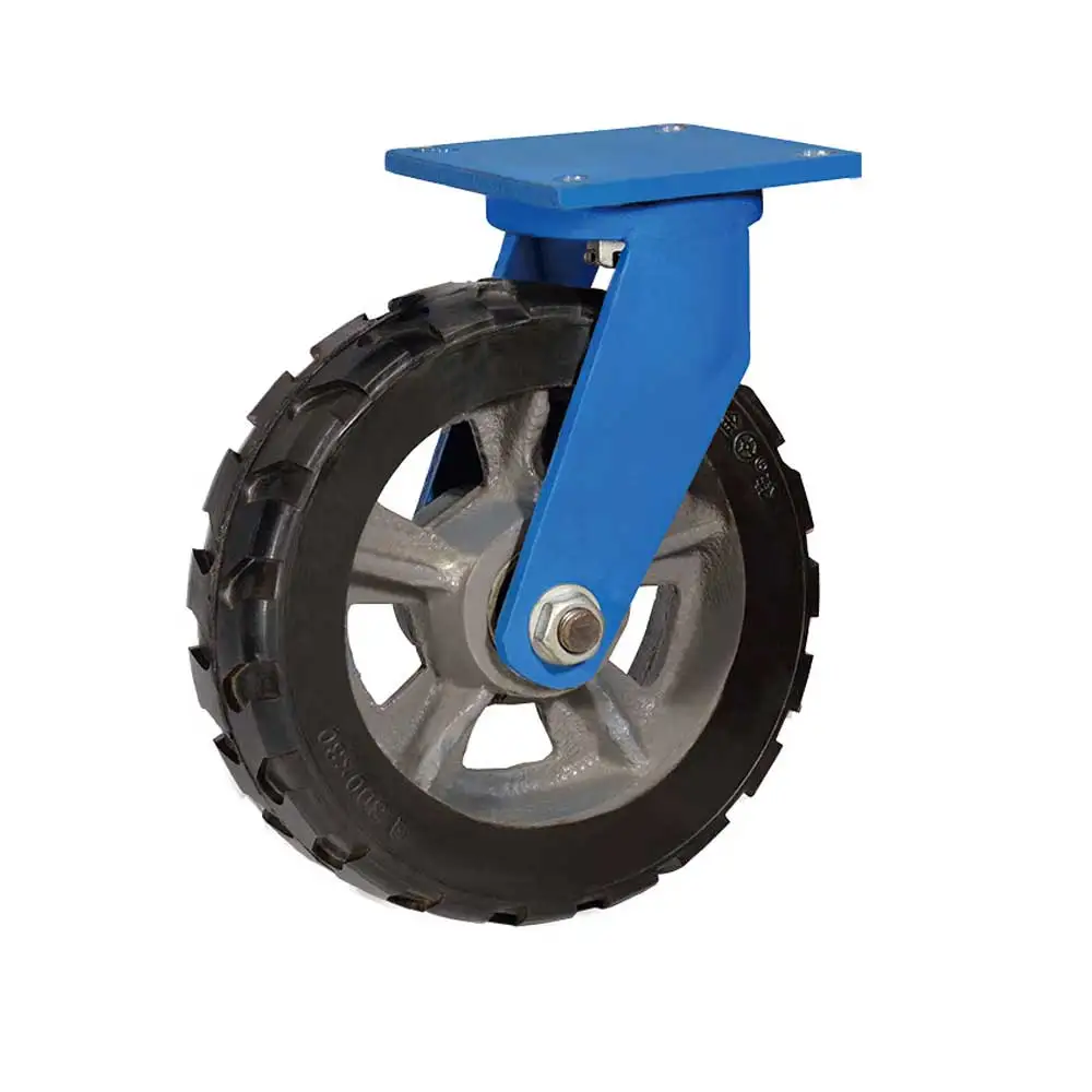 Castor And Wheels 6 inch 8 inch 10 inch 12 inch 14 inch 16 inch Rigid Swivel Solid Rubber Caster Wheel Heavy Duty For Trolley