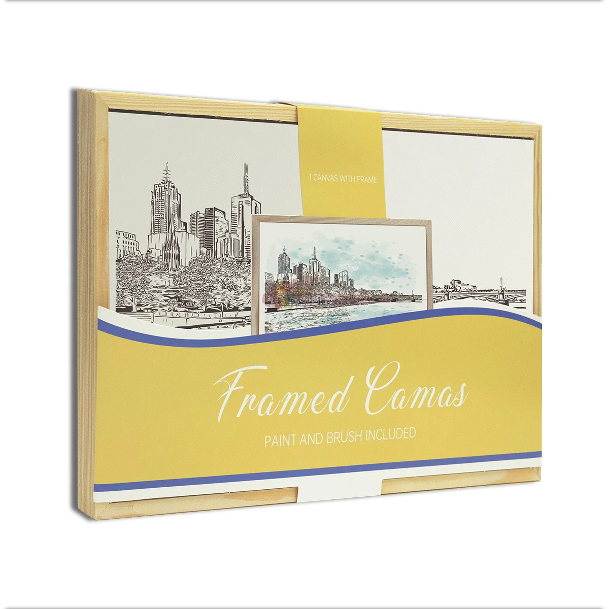 Floating Frame for 1.6cm Deep Stretched Wood Canvas Paintings,Floating frame for Oil Painting Paint by Numbers Living Room Decor