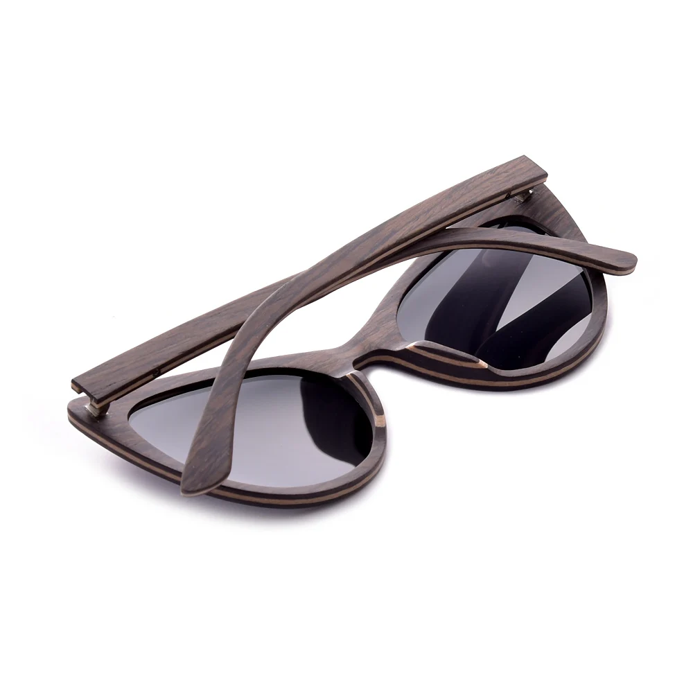 Cat Eye Wood Sunglasses for Women 2022 Luxury Designer Polarized Abalone Shell Black Sun Glasses Men Driving Shades