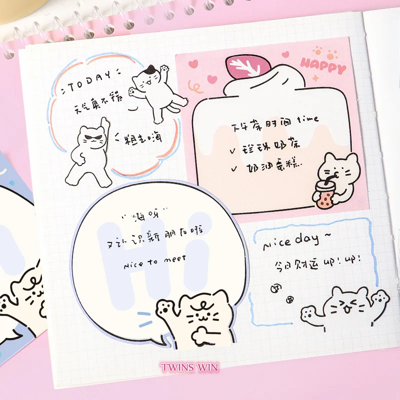 Cat Claw Notebook Love Cat Student Memo Hand Book Backing Paper Office Message Sticky 1887