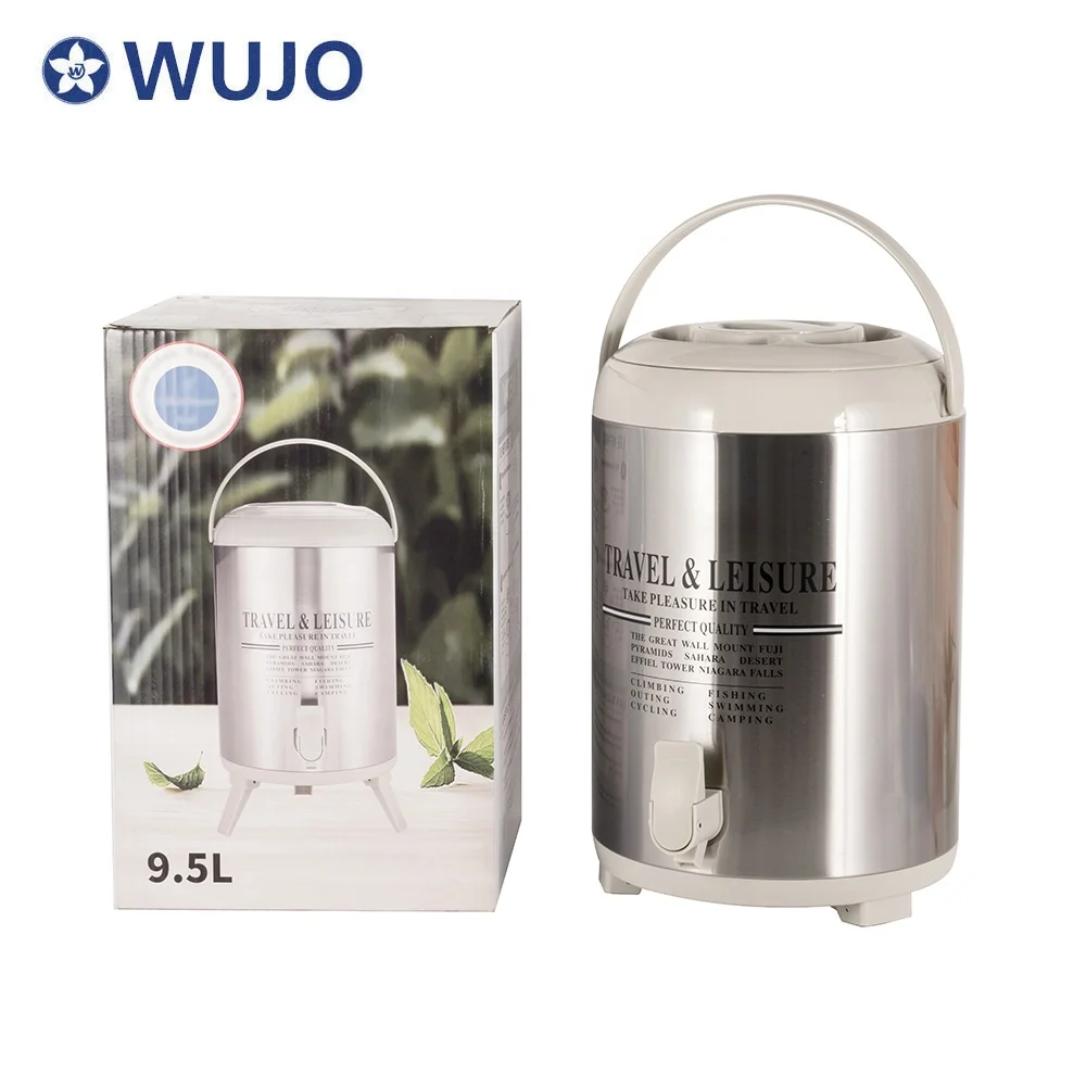 Commercial Milk Tea Bucket Wide Mouth Cooler Insulated Coffee Water Drinks Dispenser Thermos Barrel Vacuum Flask Water Jug