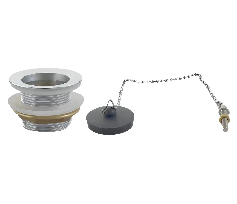 Luxurious G1 1/2 bathtub brass chromed click clack bath pop up sink waste with pulg and chain