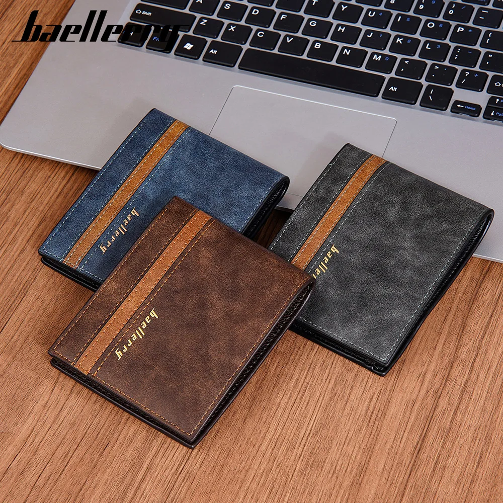 wholesale billeteras baellerry slim  mens wallets trifold leather pu portefeuille homme cuir de luxe wallate men wallet