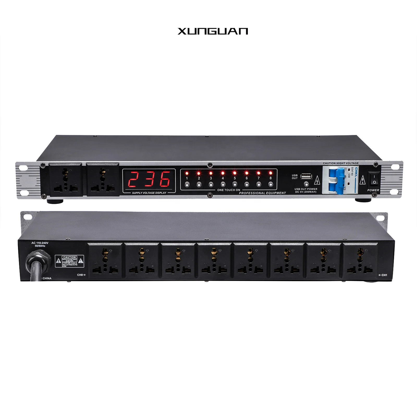 SR-828 Power Strip Air Switch 10 Sockets 8+2 ways Power Sequencer with Filter/Air Switch for Amplifier