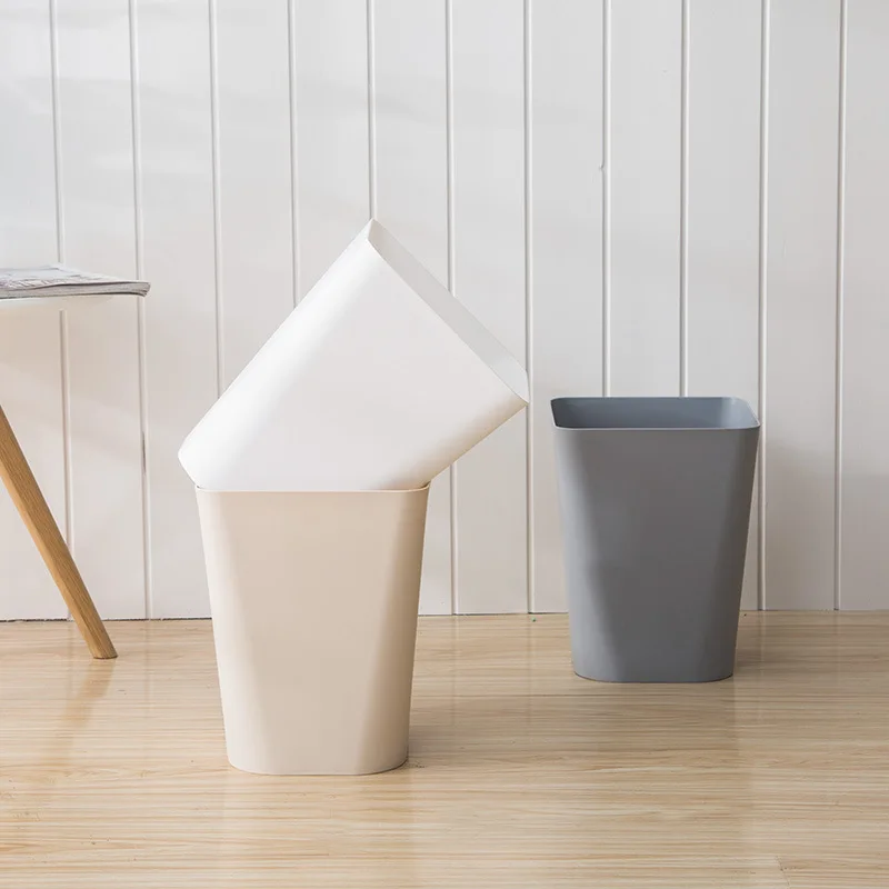 Modern Style Paper Basket Lidless Trash Can Standing Plastic Recycle Trash Bin Household Indoor