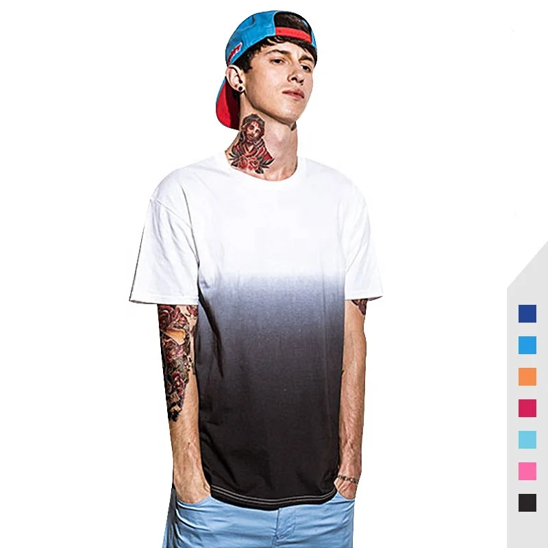 Custom Logo 220 Gms High Quality Gradient Color Fashion Street Style Tie Dye Printing 100% Cotton T shirt Men