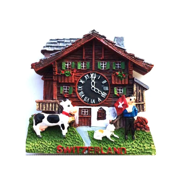Resin fridge magnet manufacturer cow country city tourist Germany Switzerland souvenir fridge magnet