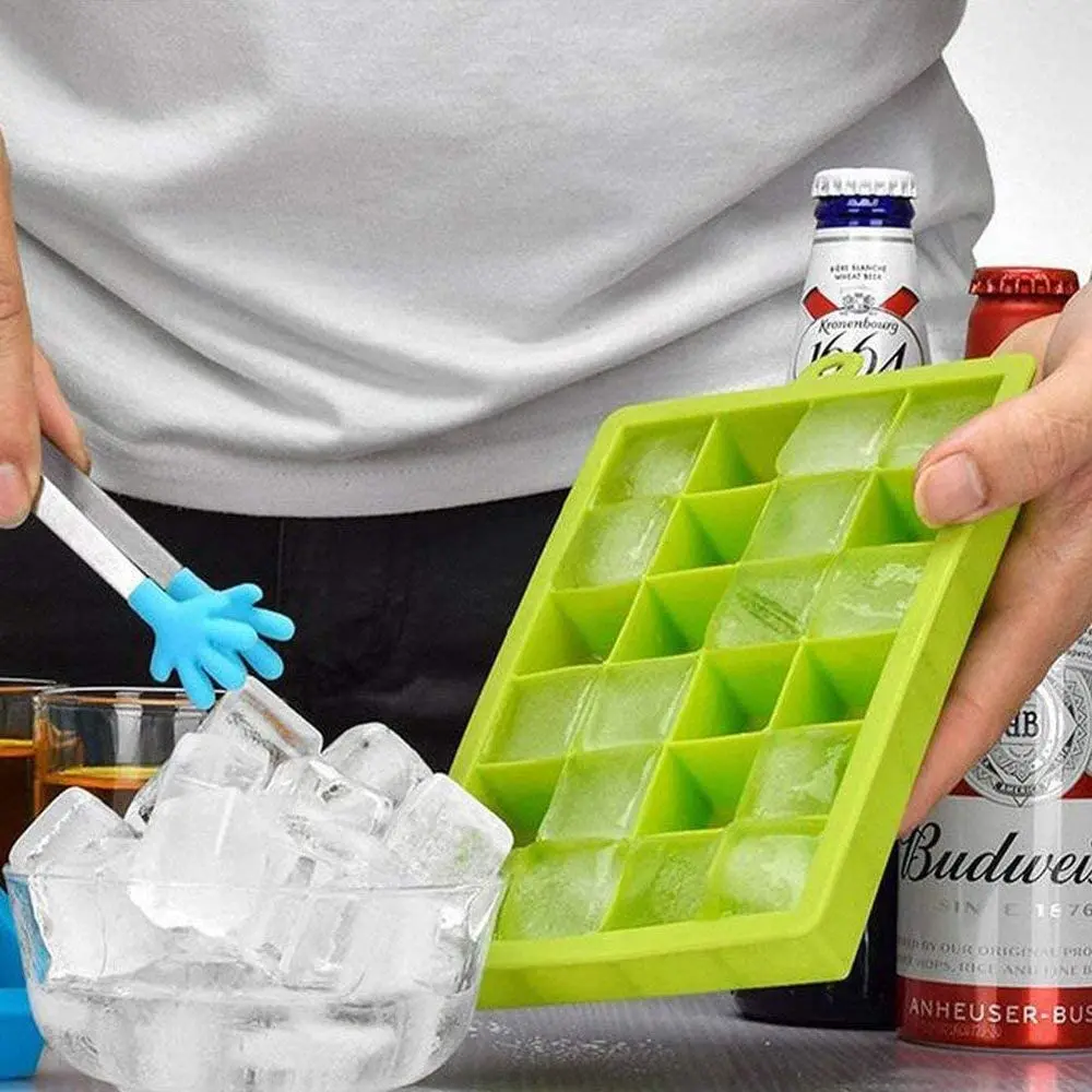Reusable Silicone Square Ice Cube Tray BPA Free Food Grade with Custom Logo Stackable Ice Cube Trays