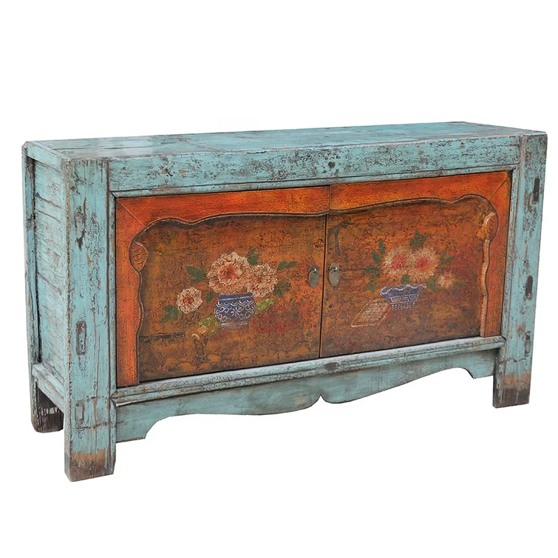 Asian wholesale antique hand painted furniture lacquered wooden Mongolia furniture