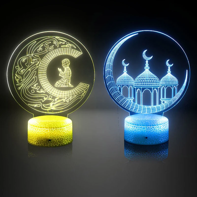 Сенсорные лампы с дистанционным управлением мусульманские в форме мусульманского ислама азана акриловый арт Коран светодиодный ночник Настольный светильник со священным Кораном
