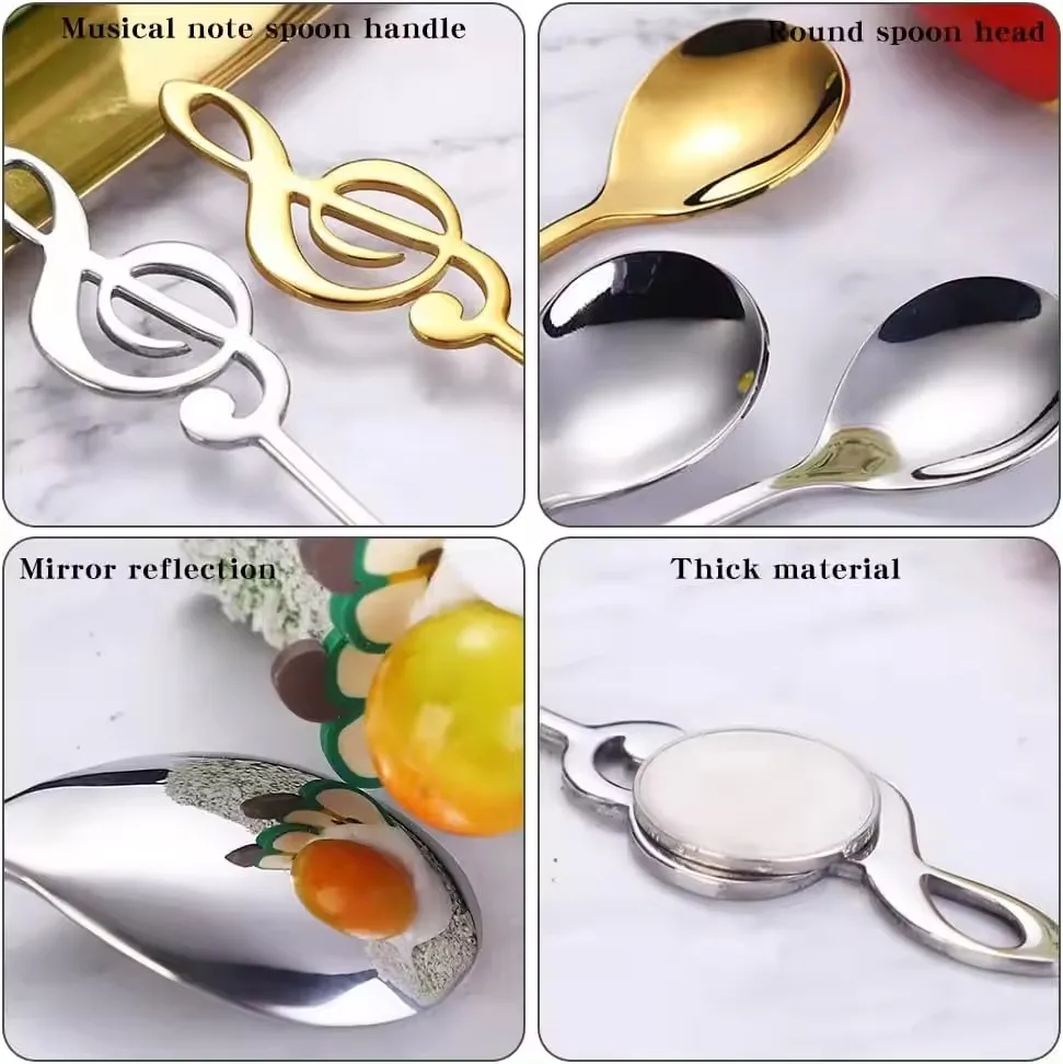 Factory Stainless Steel Coffee Spoon Ice Cream Scoop Music Note Tea Spoon Mini Mixing Spoon