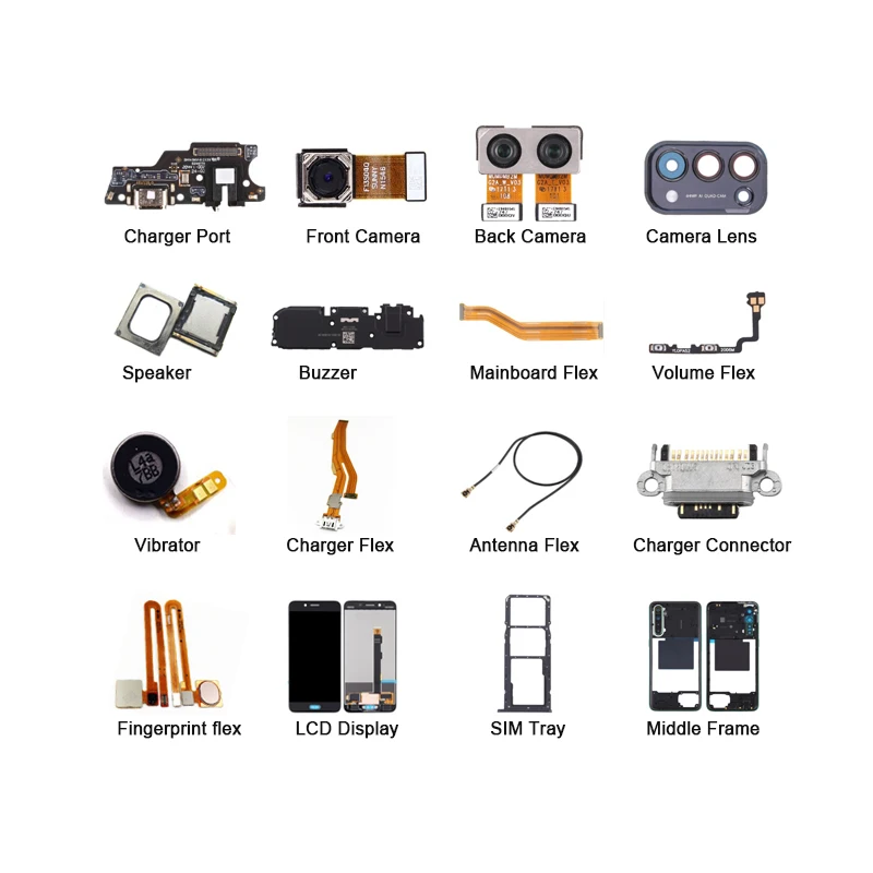 Mobile Phone Parts for Oppo Vivo Front Back Camera Holder Charging Charger Port Speaker Mesh Buzzer Mainboard Flex Volume Flex