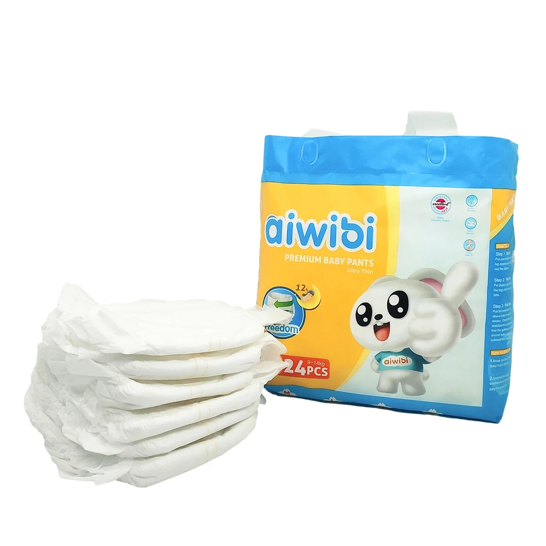 AIWIBI UK grade in bales diapers baby soft care habits bebe de 0 a 3 mois biodegradable baby diapersnappies pants made in China