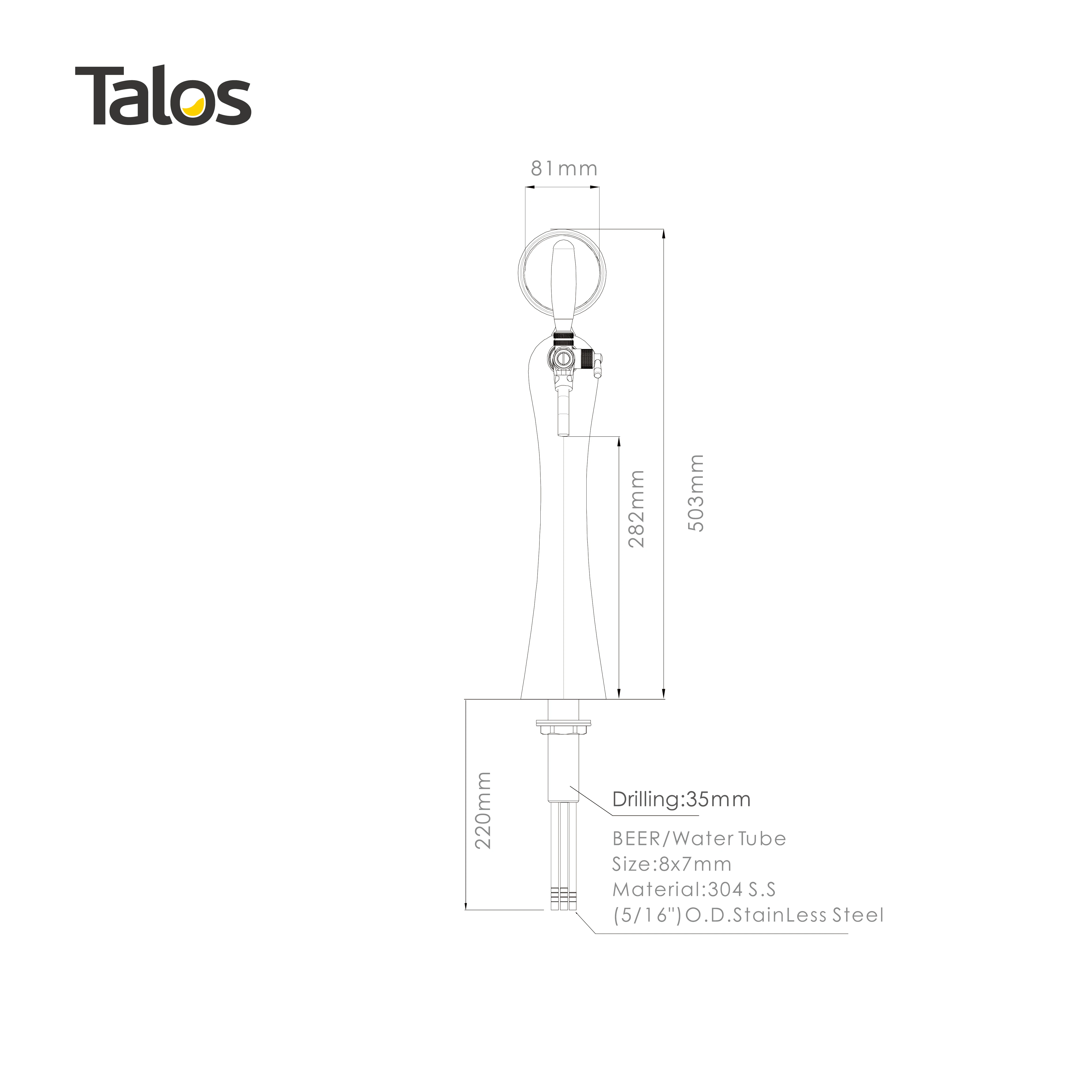 TALOS прибора адвокатского сословия 1-Way розлива пива элегантность башня