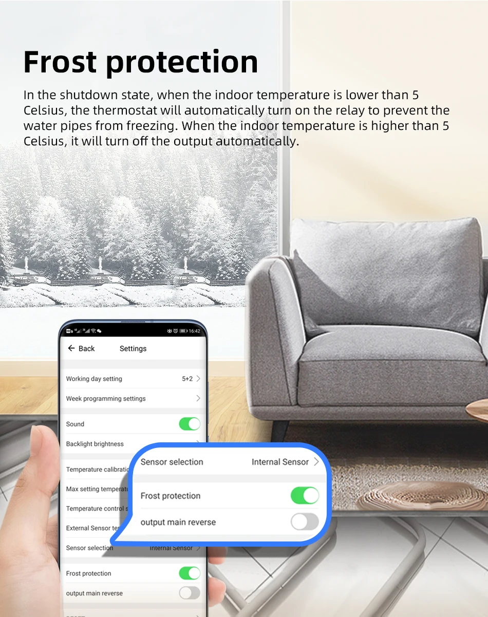 Touch Screen 7 Days Programmable WIFI Thermostat with Ios and Android APP