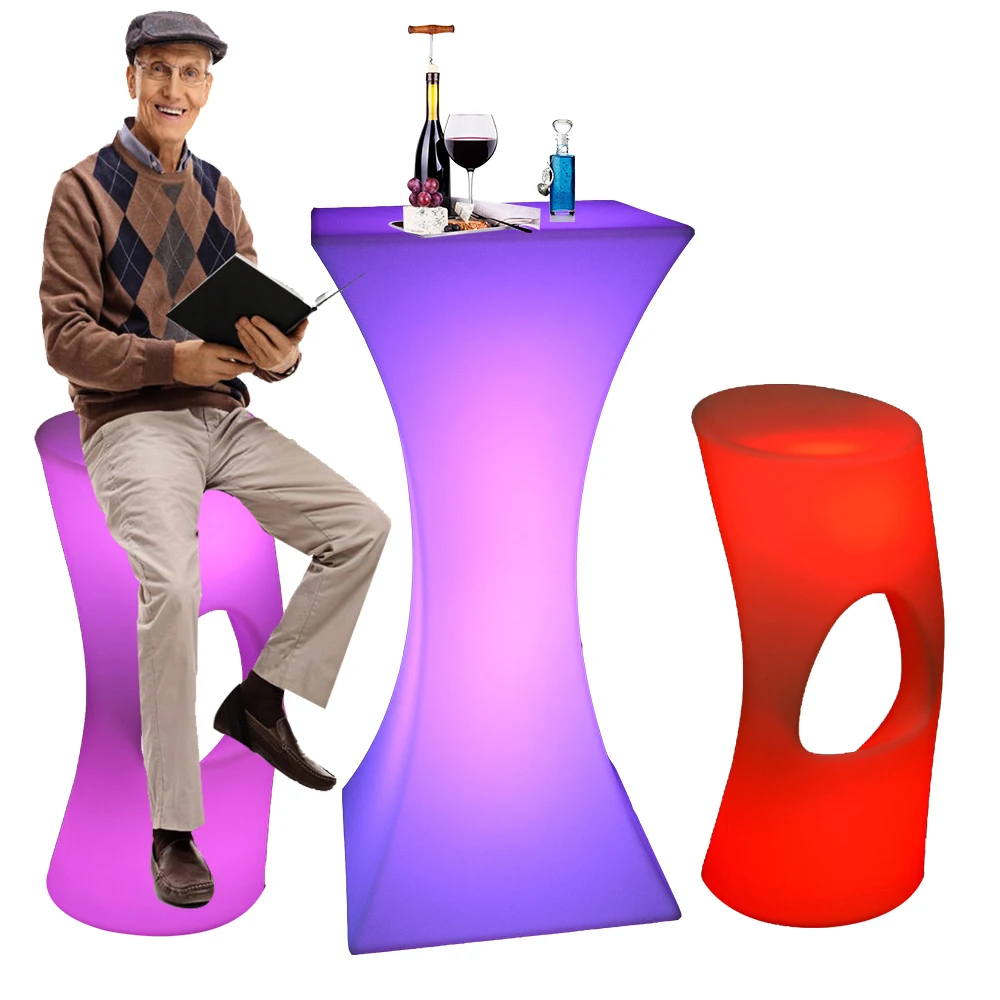 garden event party wedding nightclub Glow in the Dark Furniture LED ice Bucket Bar Table chair furniture stool sofa set