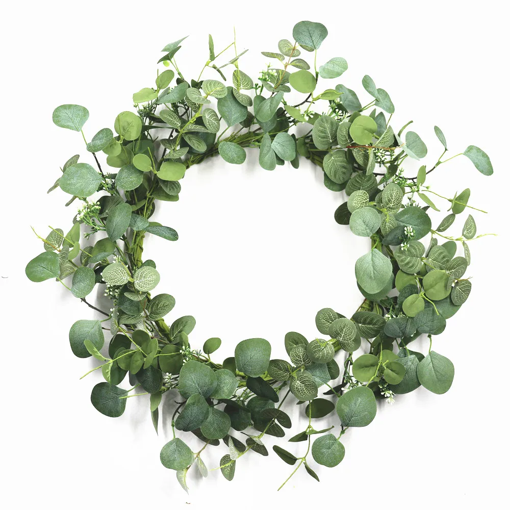 Door decoration winter eucalyptus leaves wreath artificial eucalyptus plant eucalyptus wreath