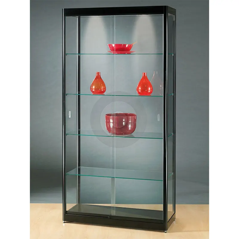 Дешевая Запираемая алюминиевая рама 10 мм Ультра прозрачное закаленное стекло витрина дымовой витрины со светодиодной подсветкой